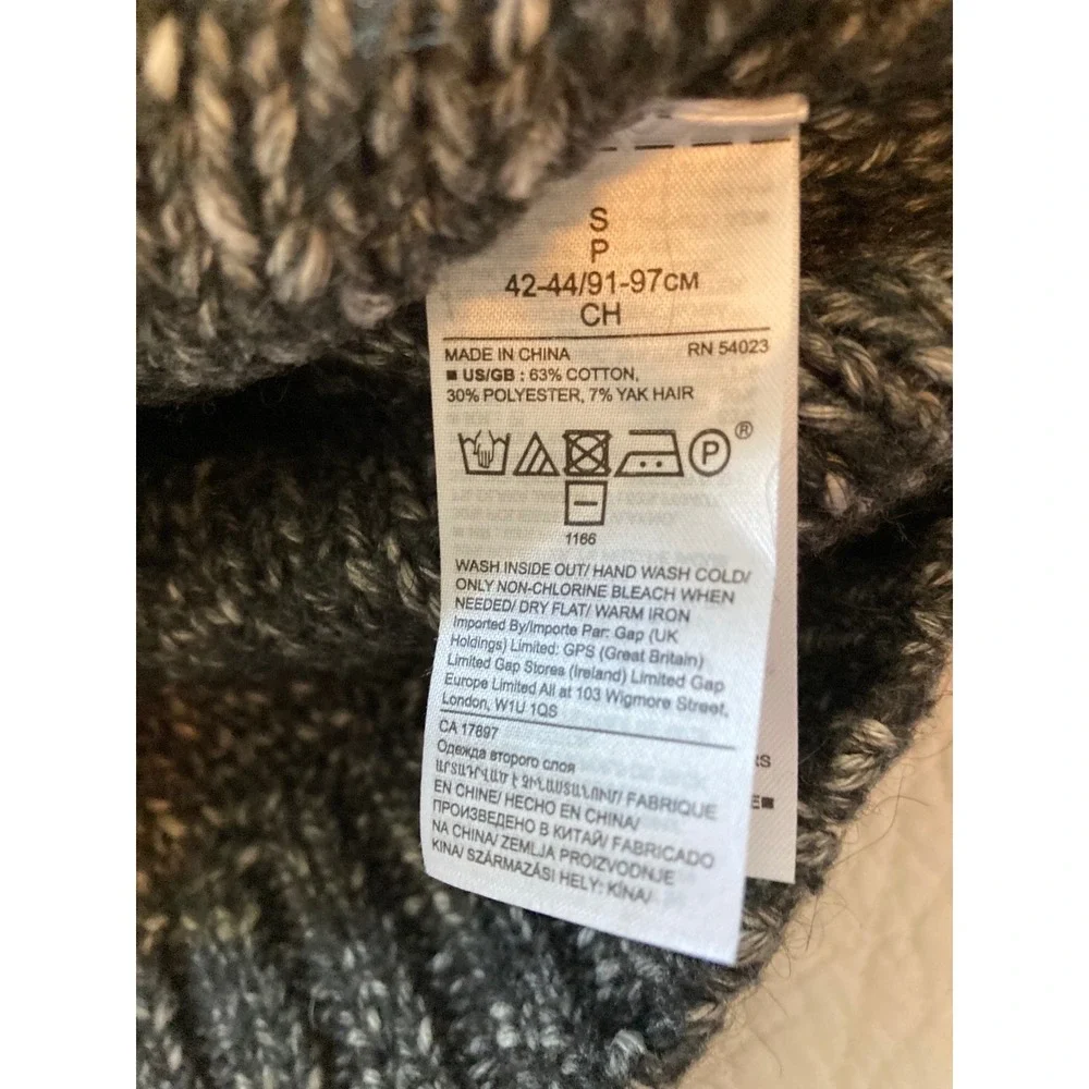 Banana Republic Charcoal Grey Marled Cable Knit Mock Neck Sweater Yak Hair Small